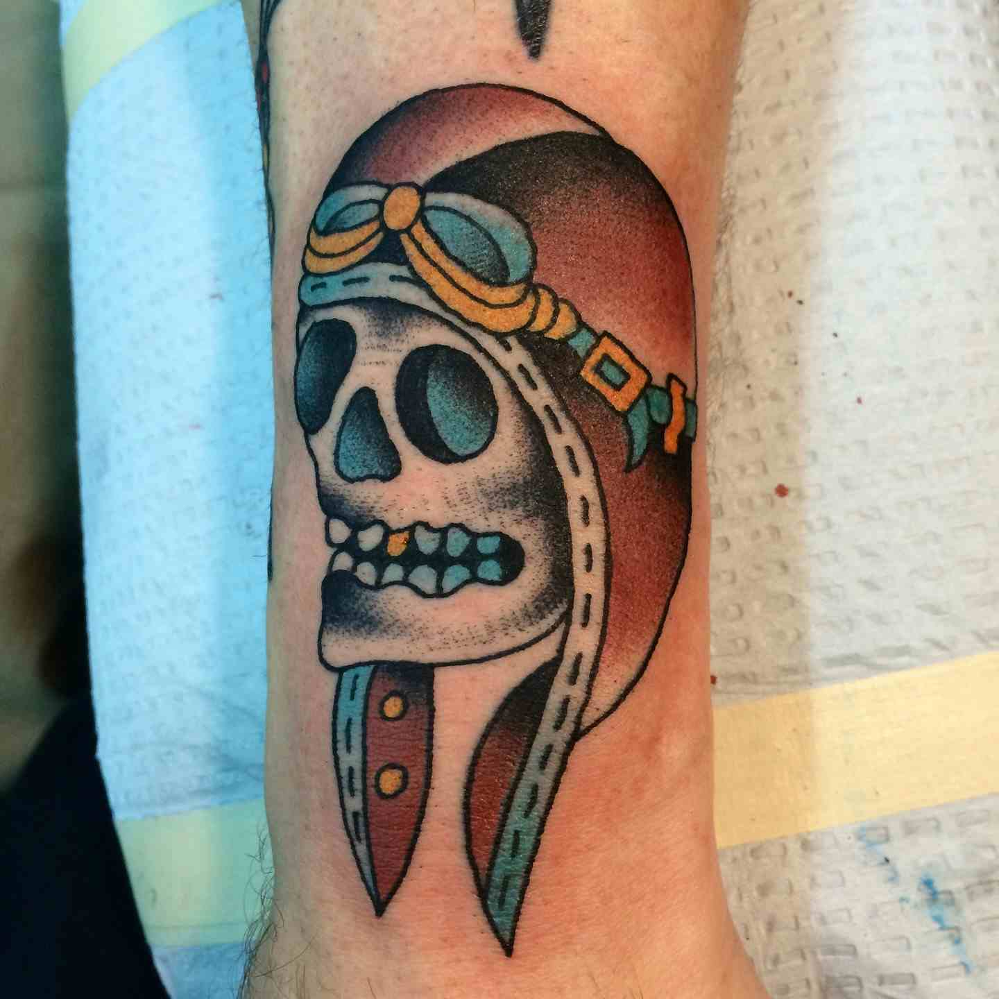 Aviator skull tattoo