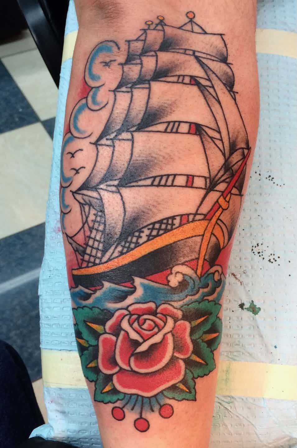 Ship rose tattoo