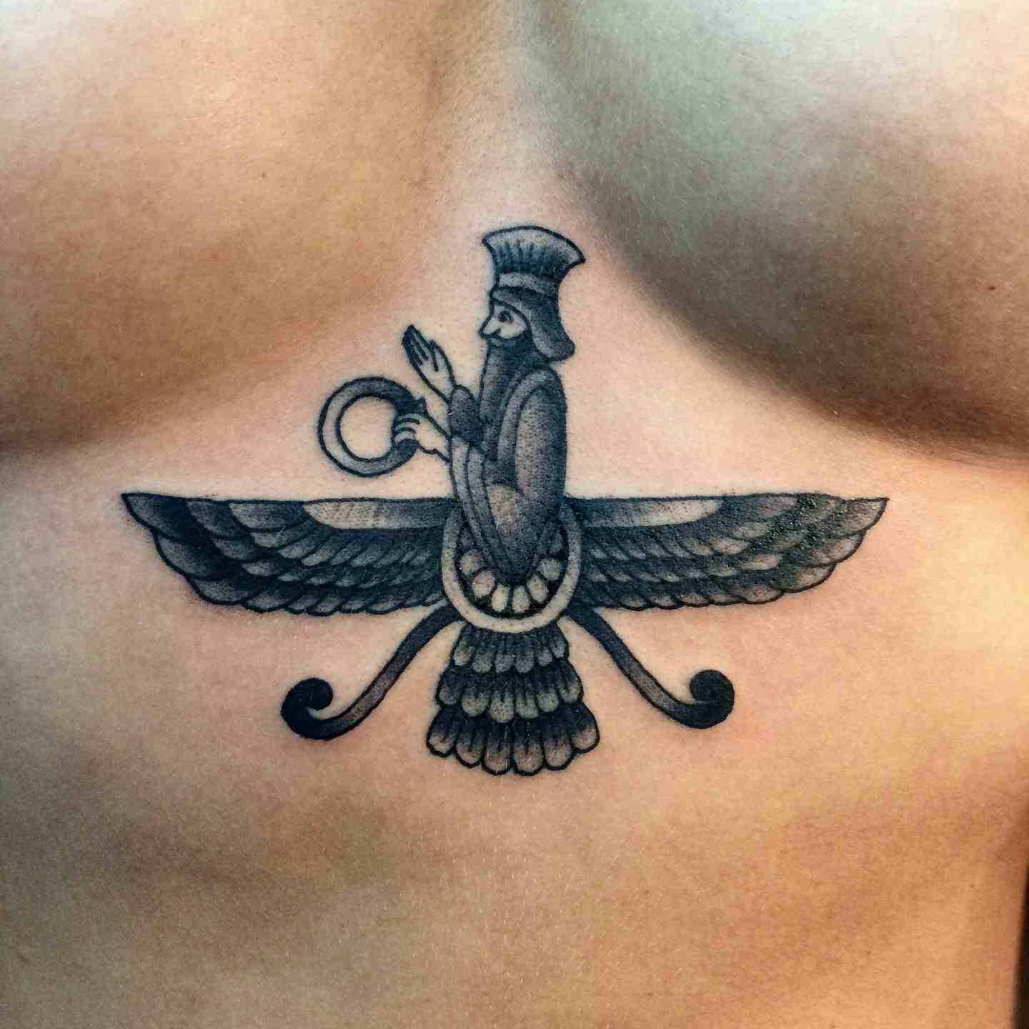 Egyptian sternum tattoo