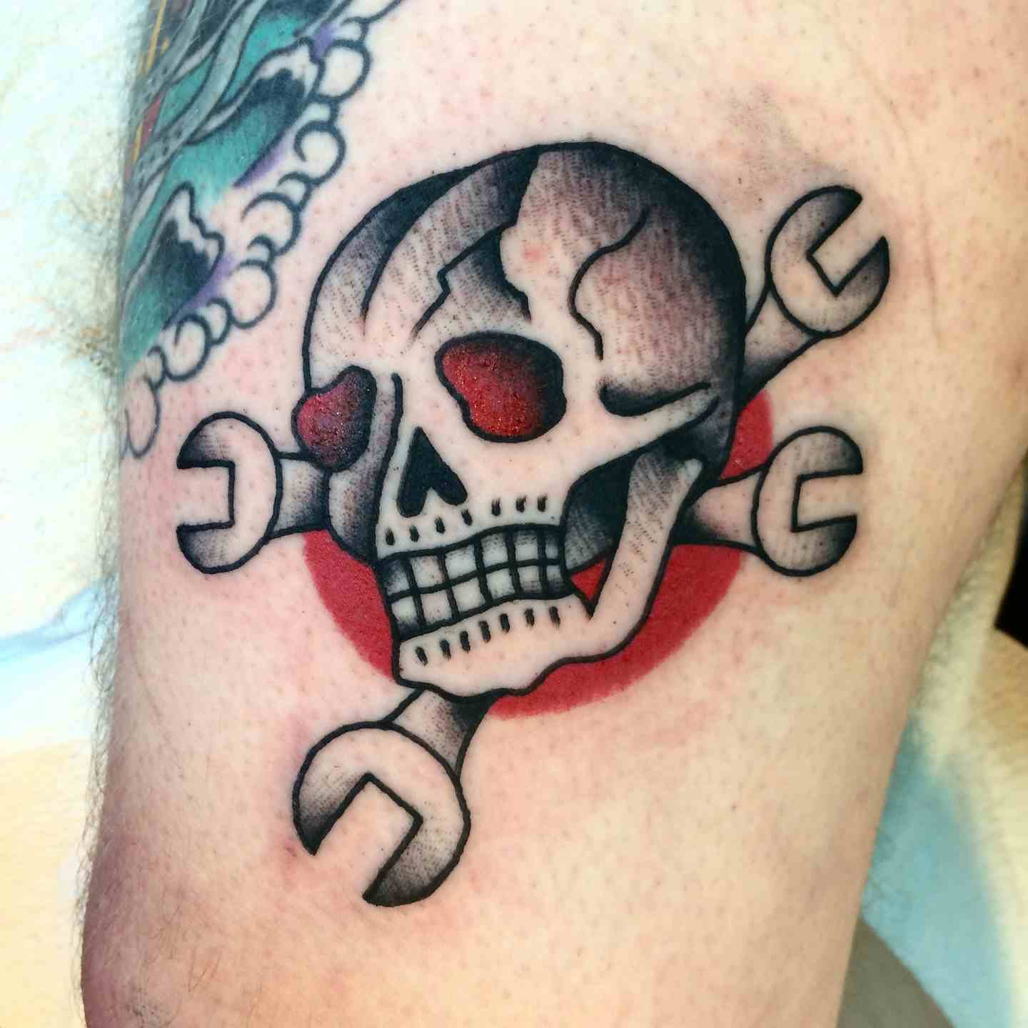 Mechanic skull tattoo