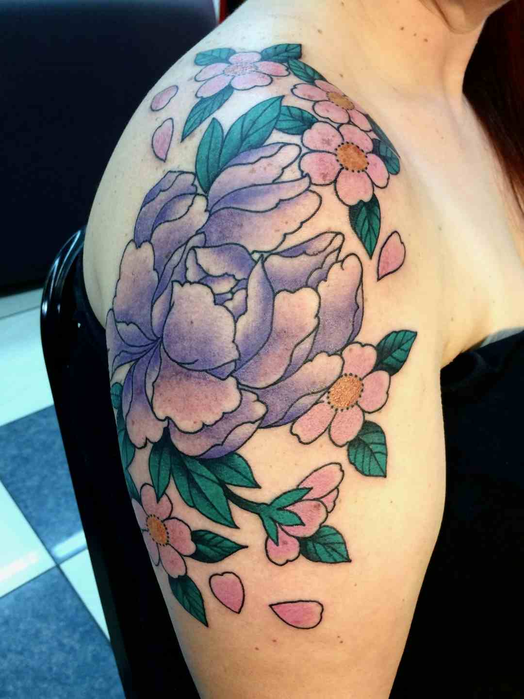 Peony cherry blossom tattoo