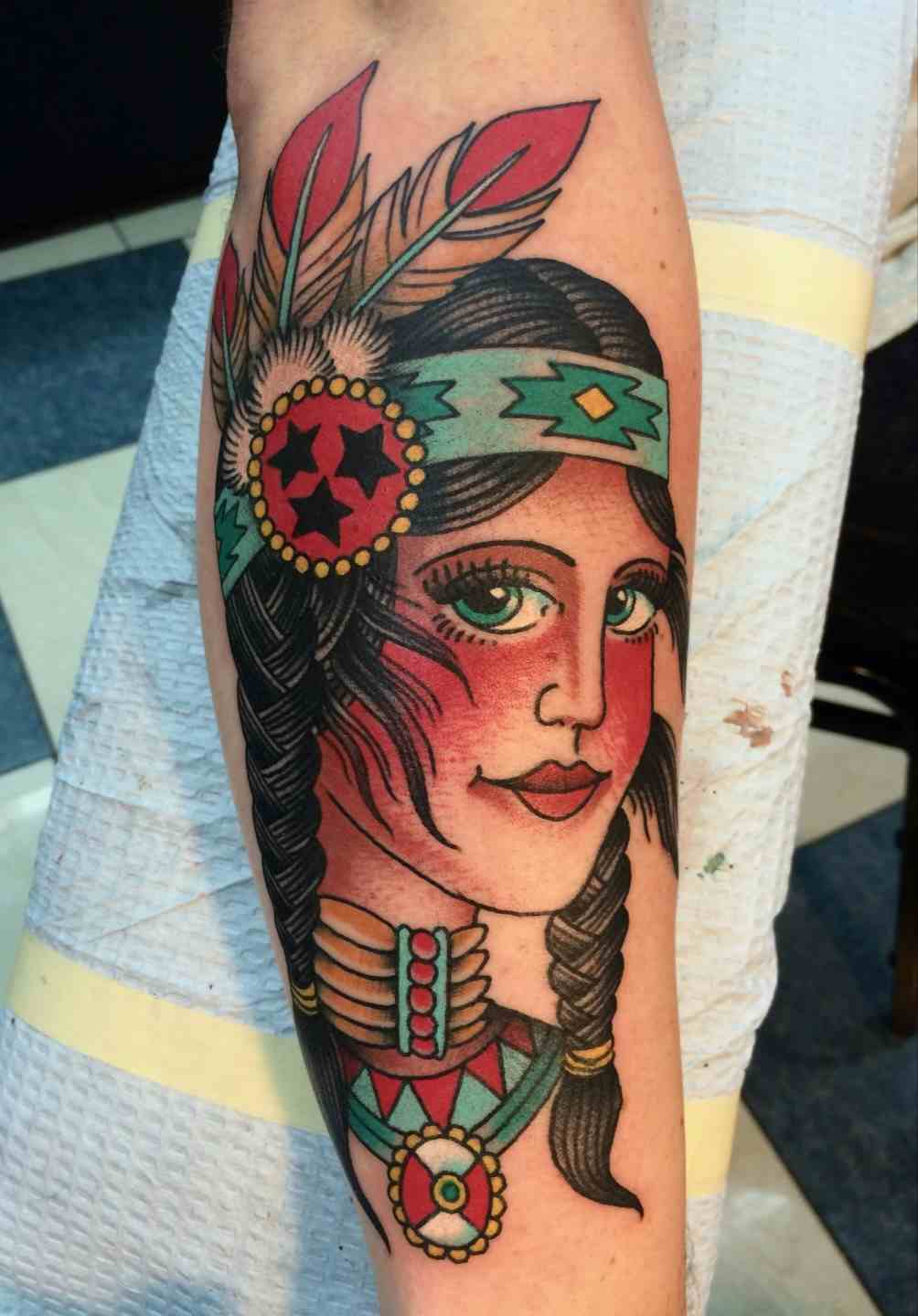 Native american woman tattoo