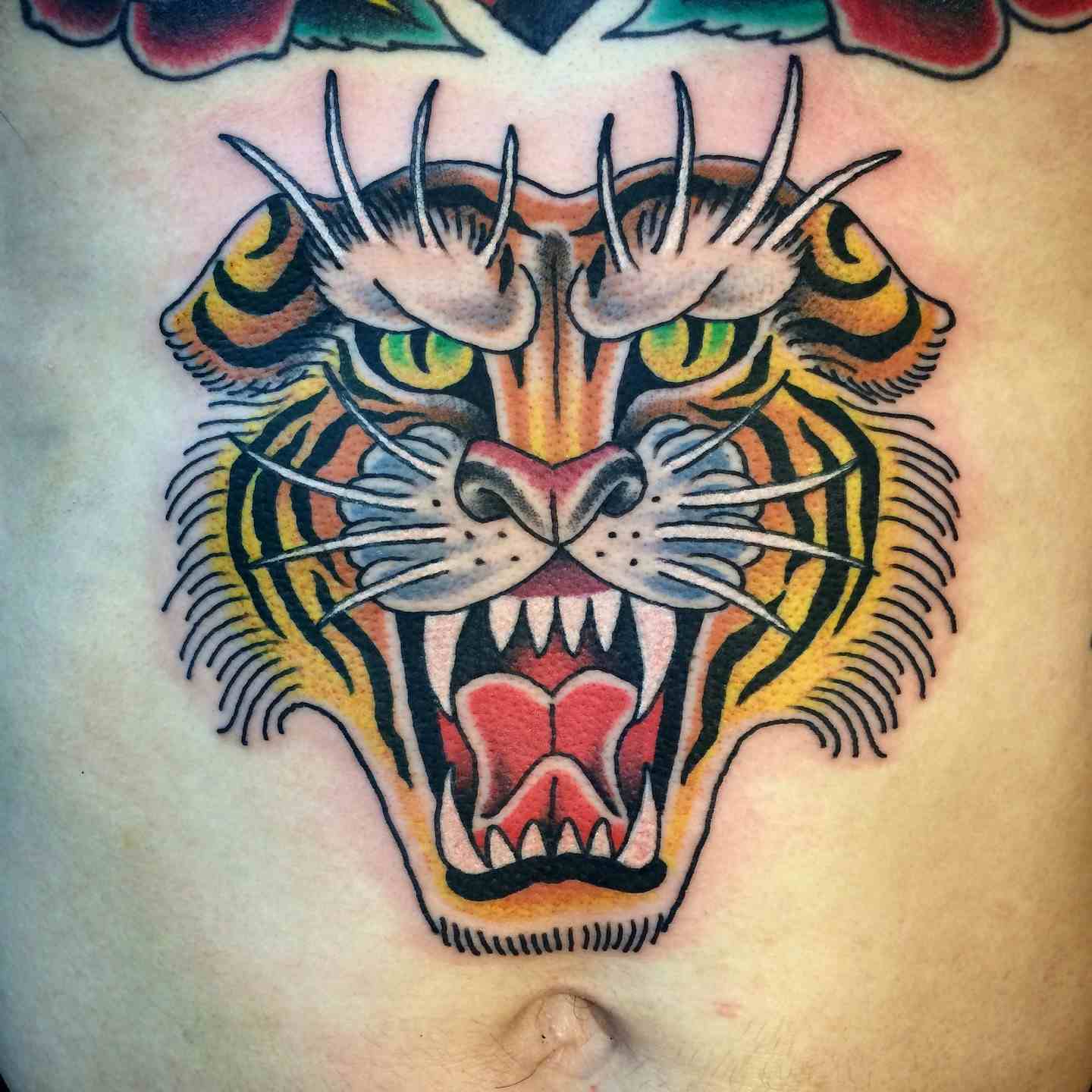 Tiger stomach tattoo