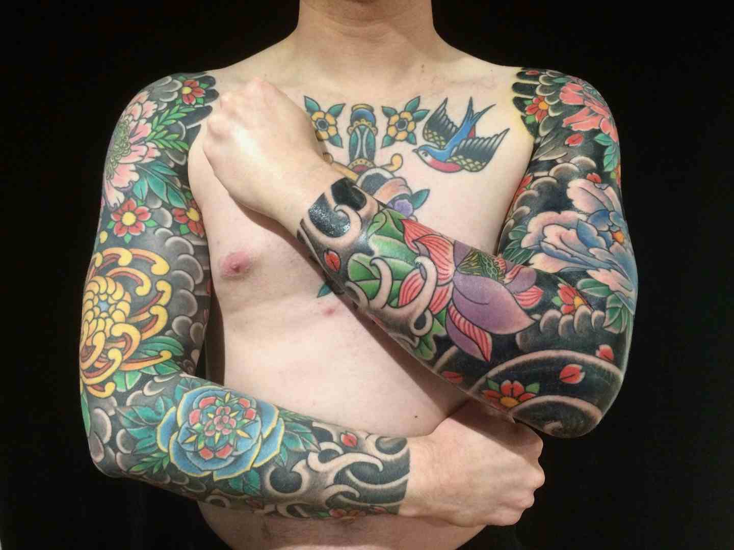 Japanese flower tattoo sleeves