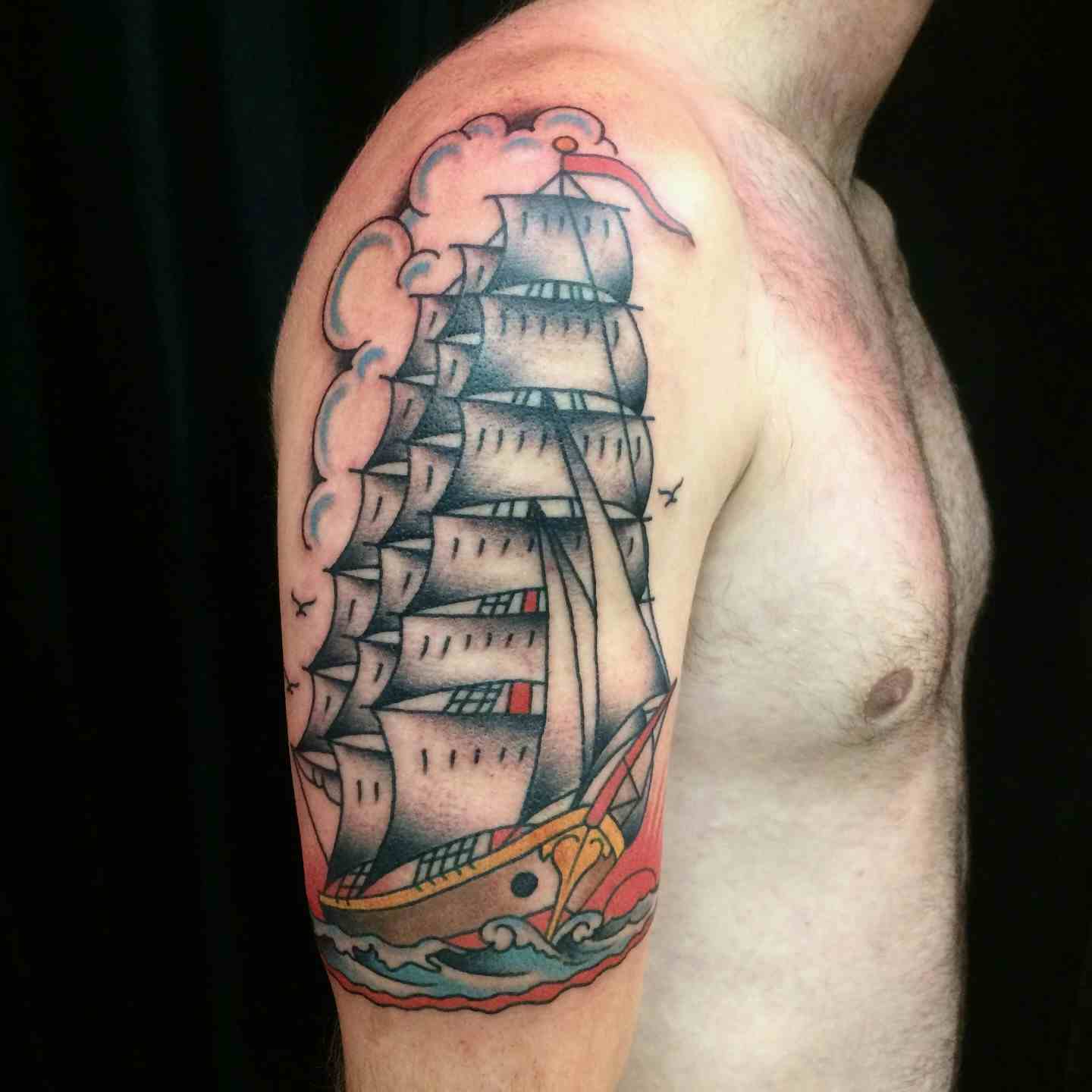 Sailing ship tattoo