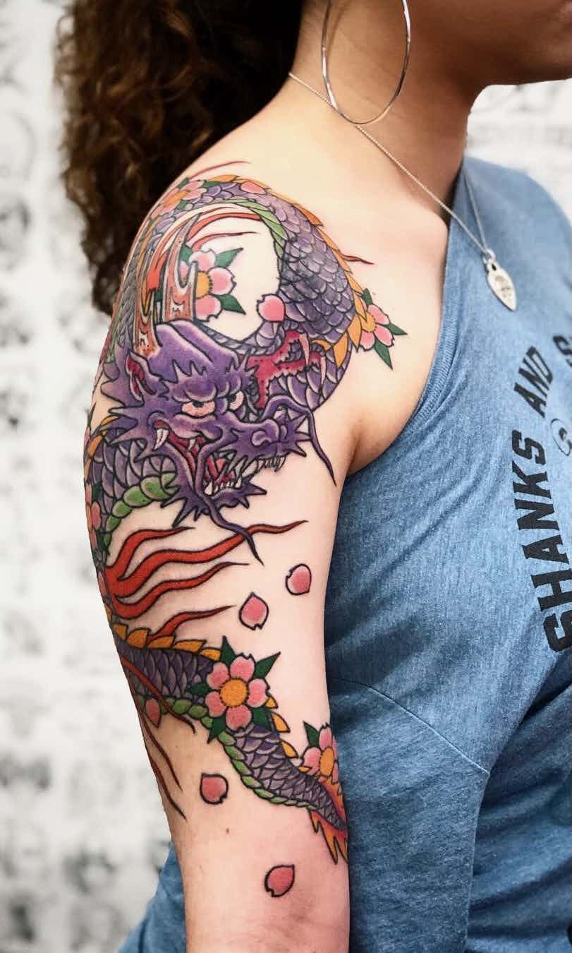 Purple dragon tattoo