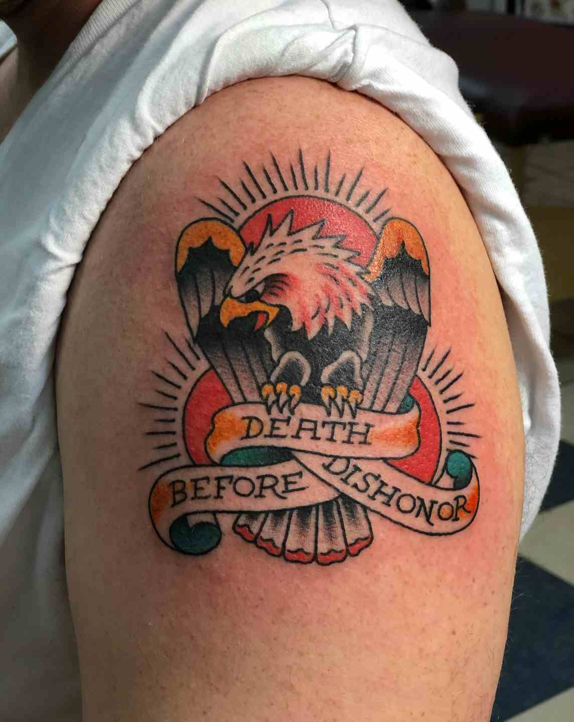 Eagle and death before dishonor tattoo