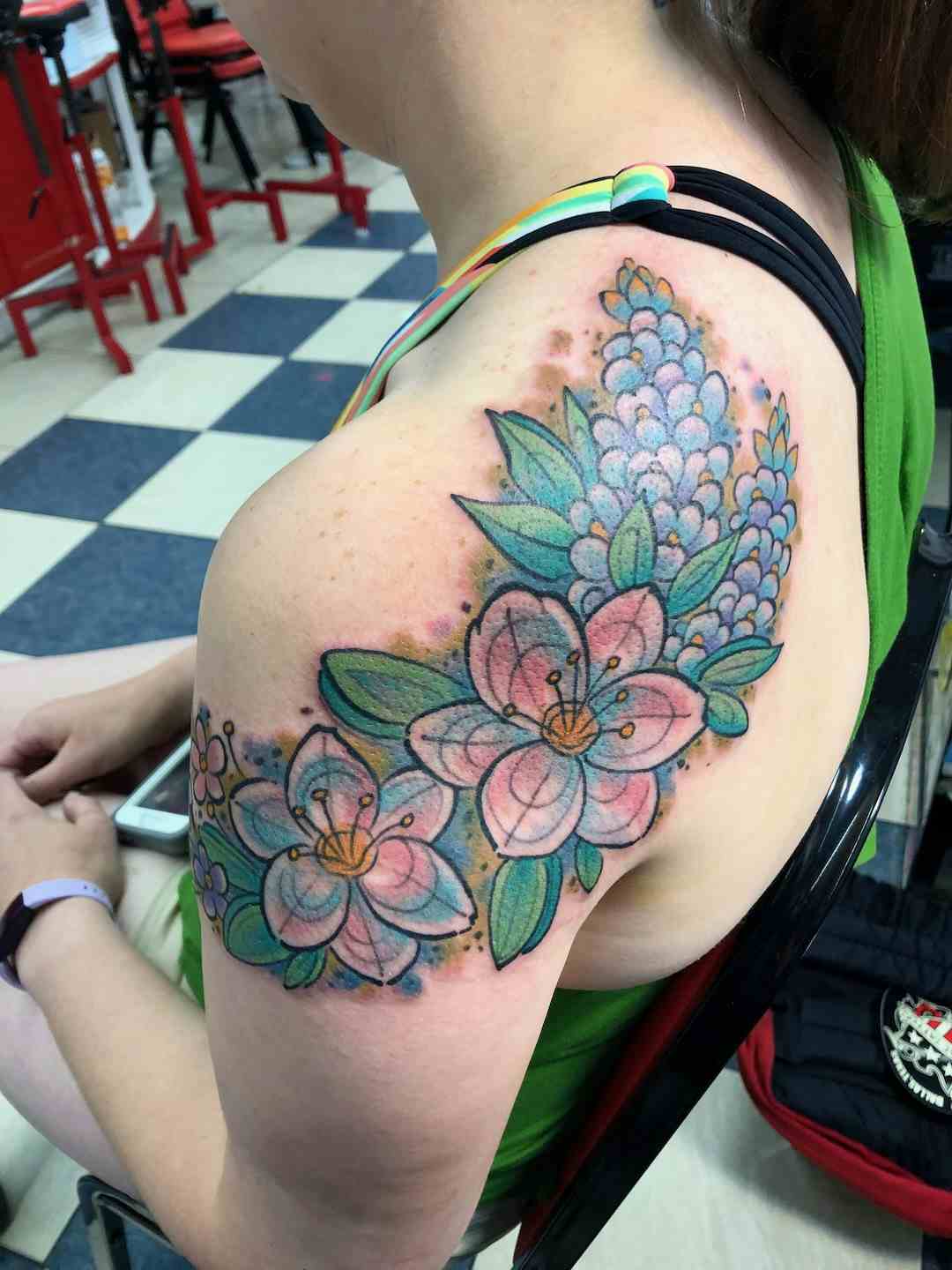 Watercolor flowers tattoo