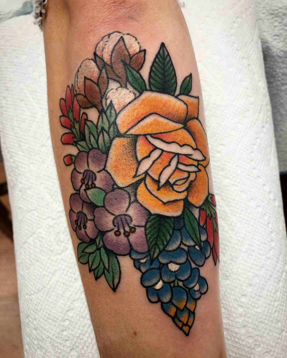Flower bouquet tattoo