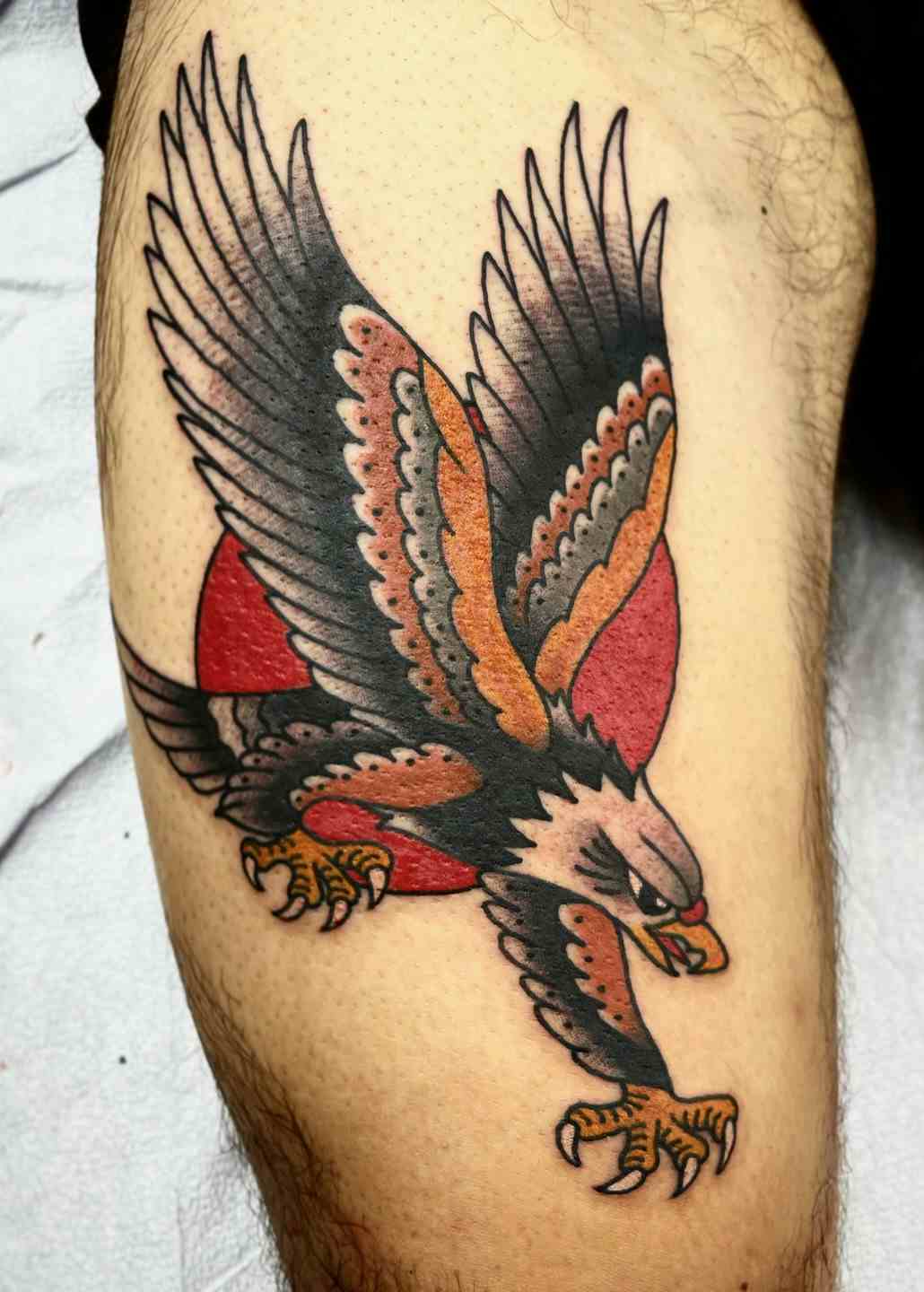 American traditional flying eagle tattoo