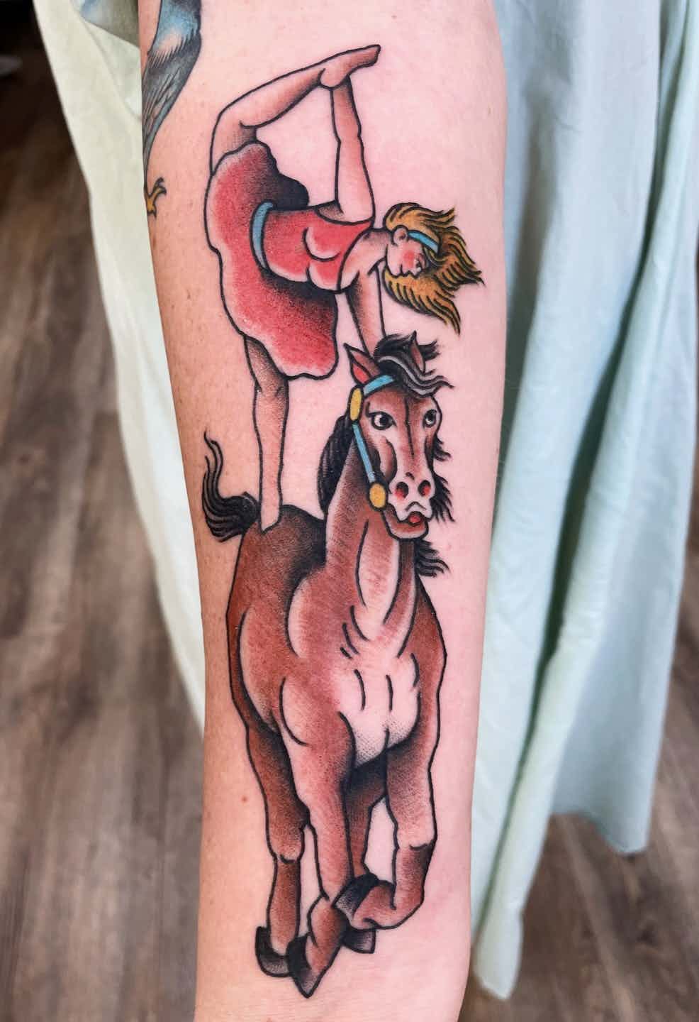 Circus horse rider tattoo