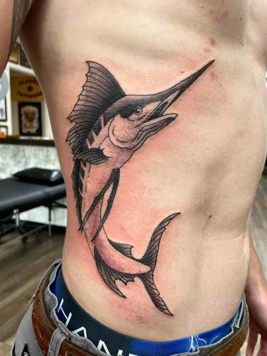Sailfish black and gray tattoo