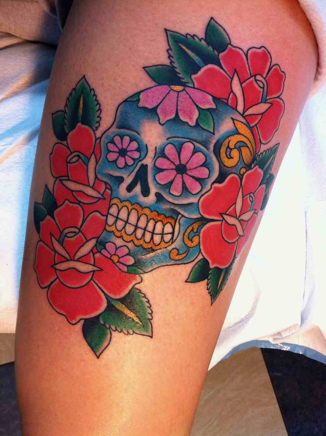 Day of the dead skull tattoo