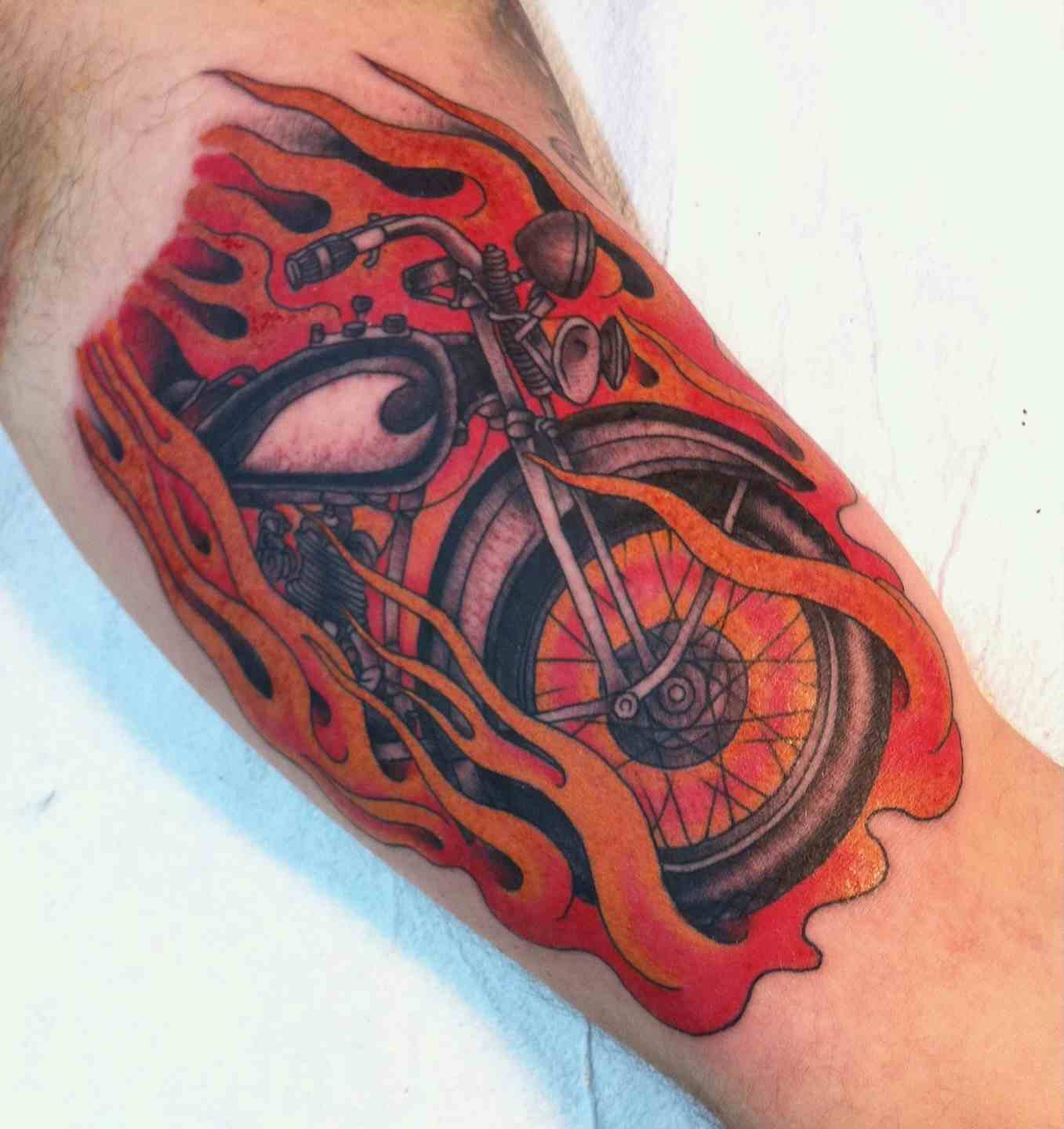 Motorcycle flame tattoo