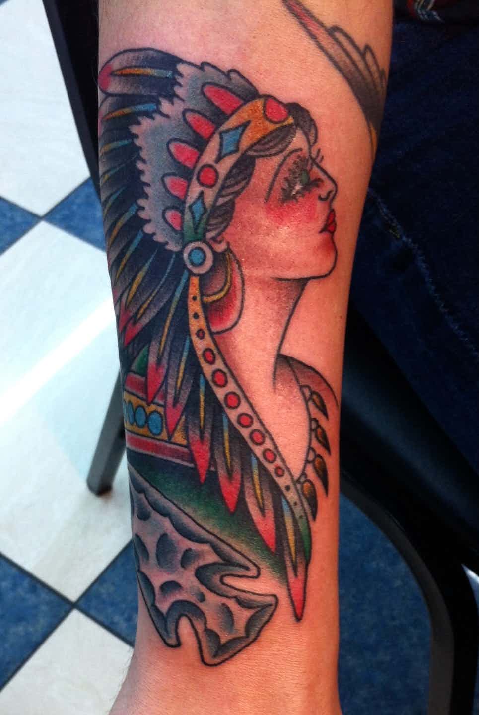 Native woman tattoo