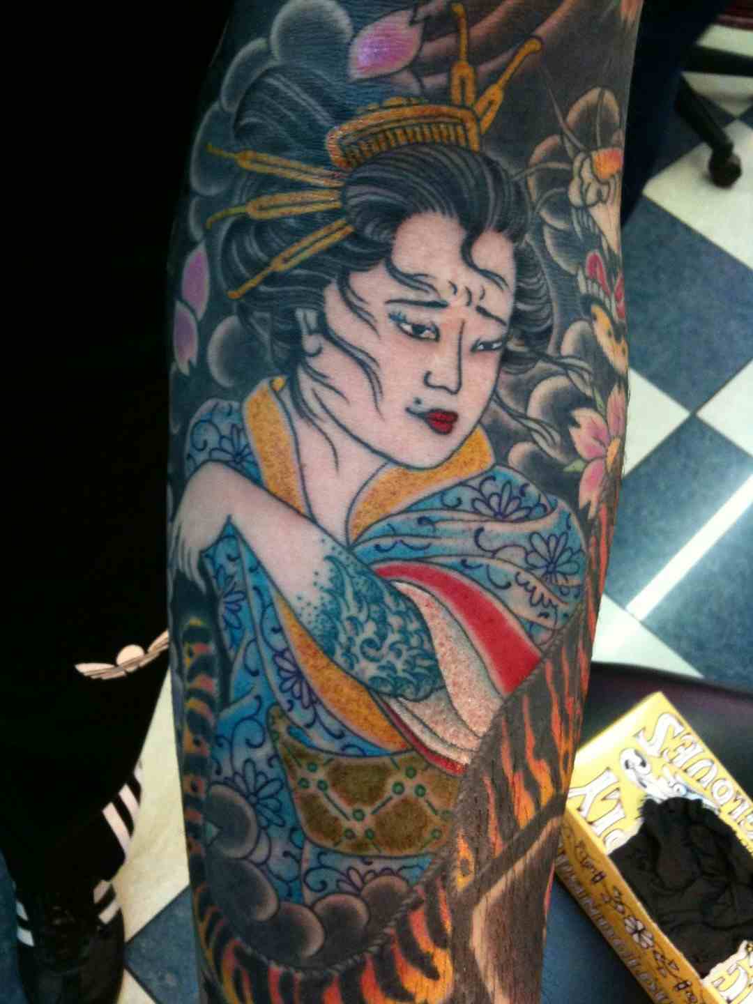 Japanese geisha sleeve tattoo