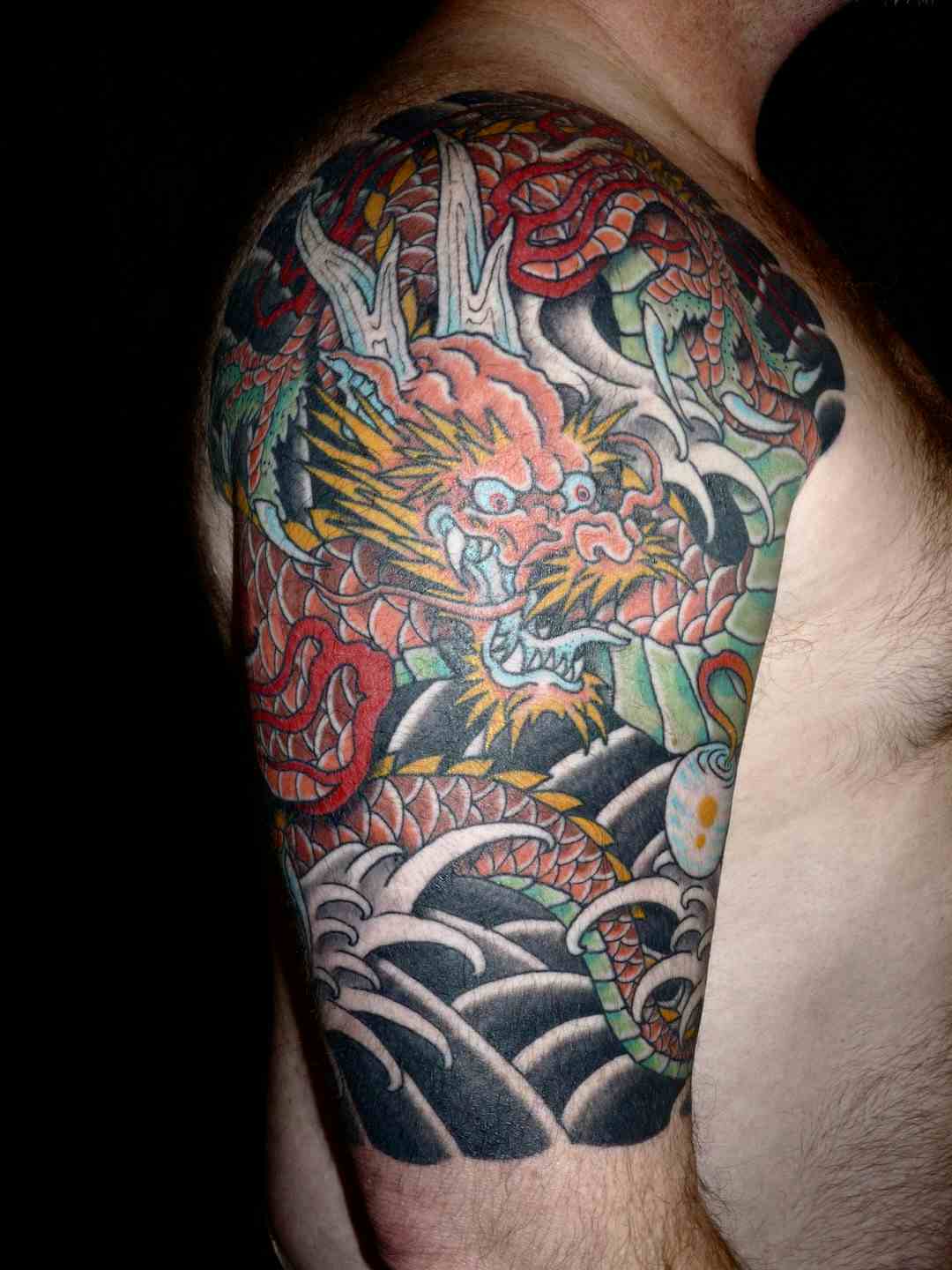 Japanese dragon sleeve tattoo