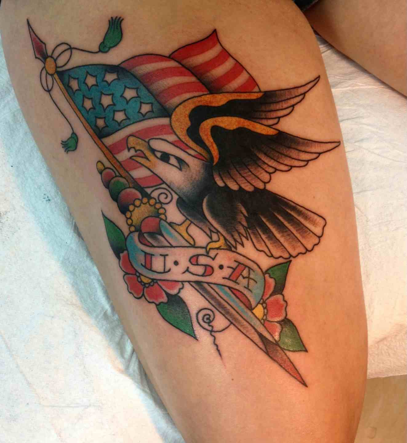 American eagle dagger tattoo