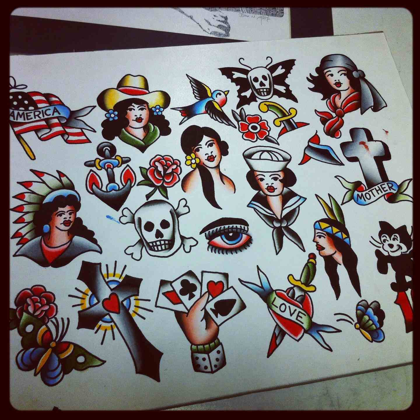 American traditional tattoo art painting