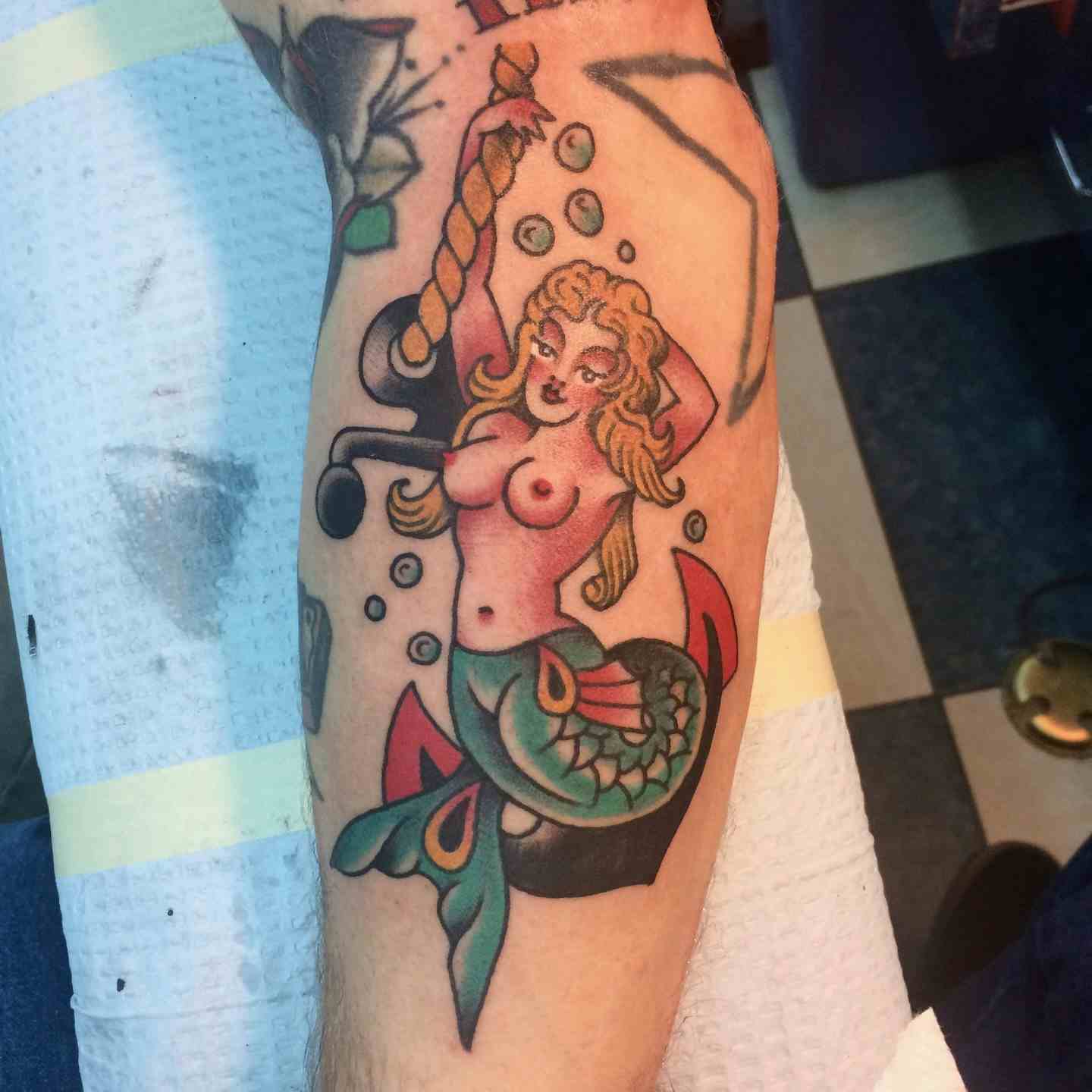 Mermaid anchor tattoo