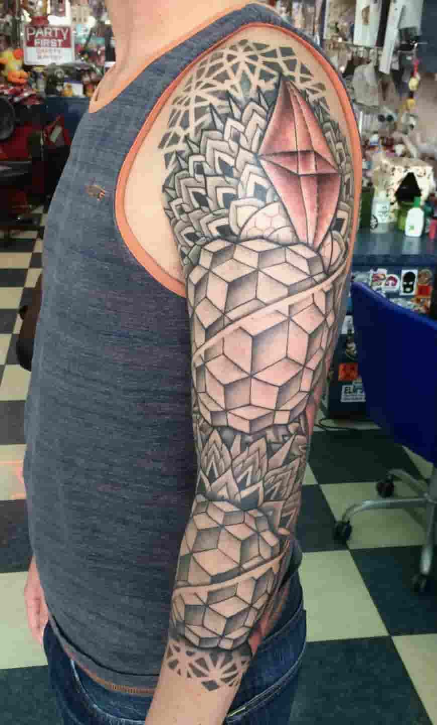 Geometric sleeve tattoo