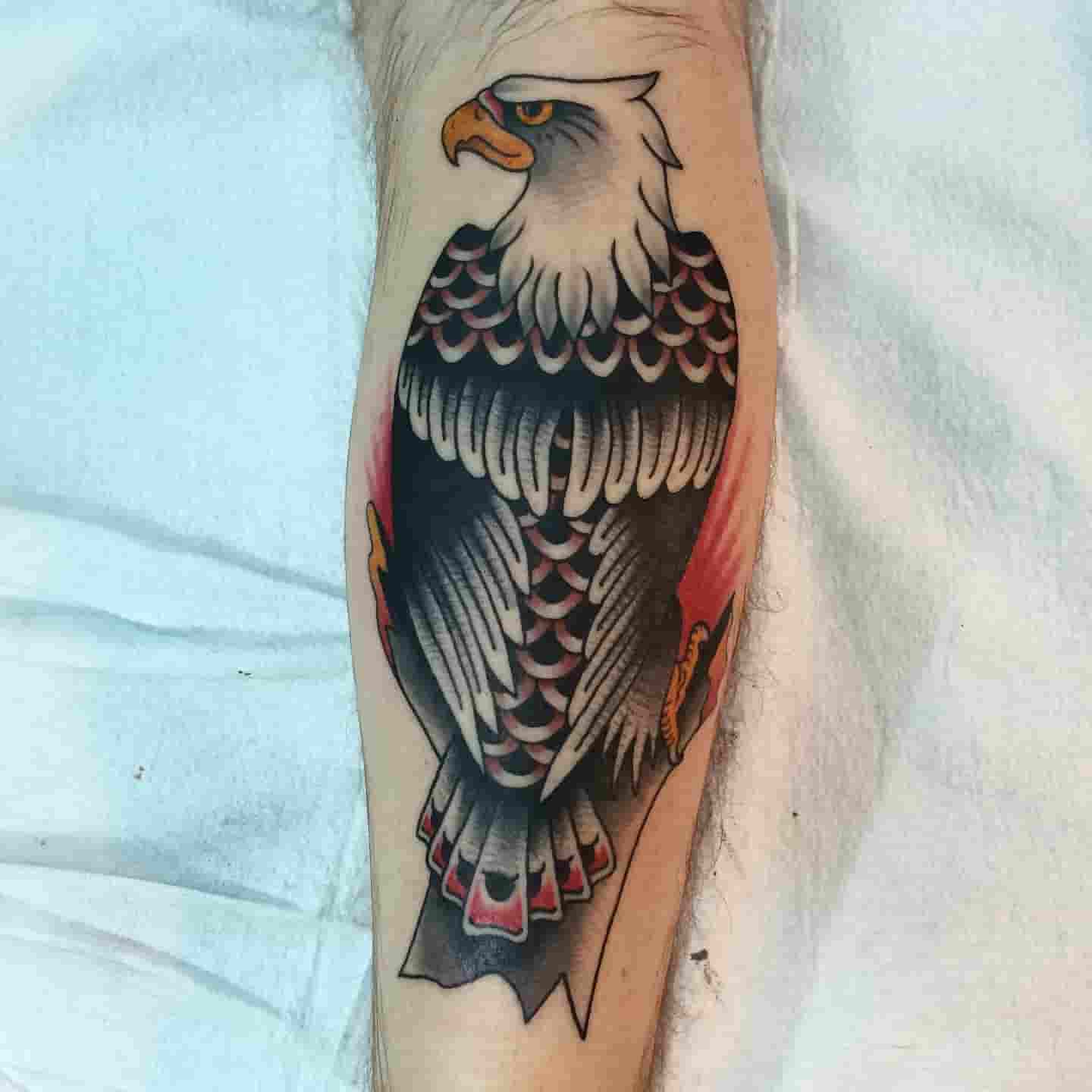 Perched eagle tattoo