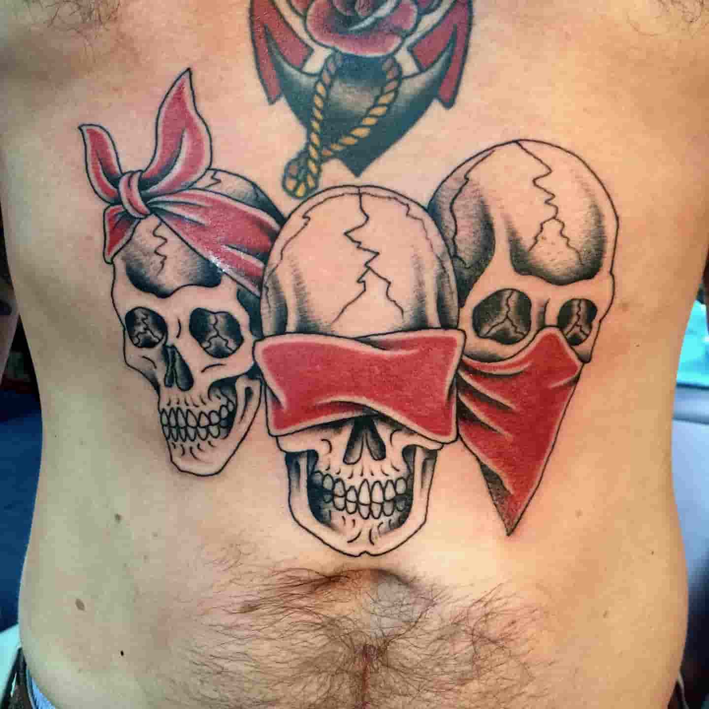 See no evil, hear no evil, speak no evil skulls tattoo
