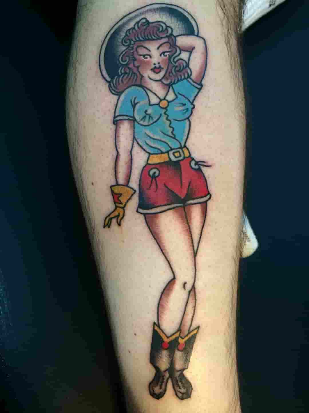 Cowgirl pinup tattoo