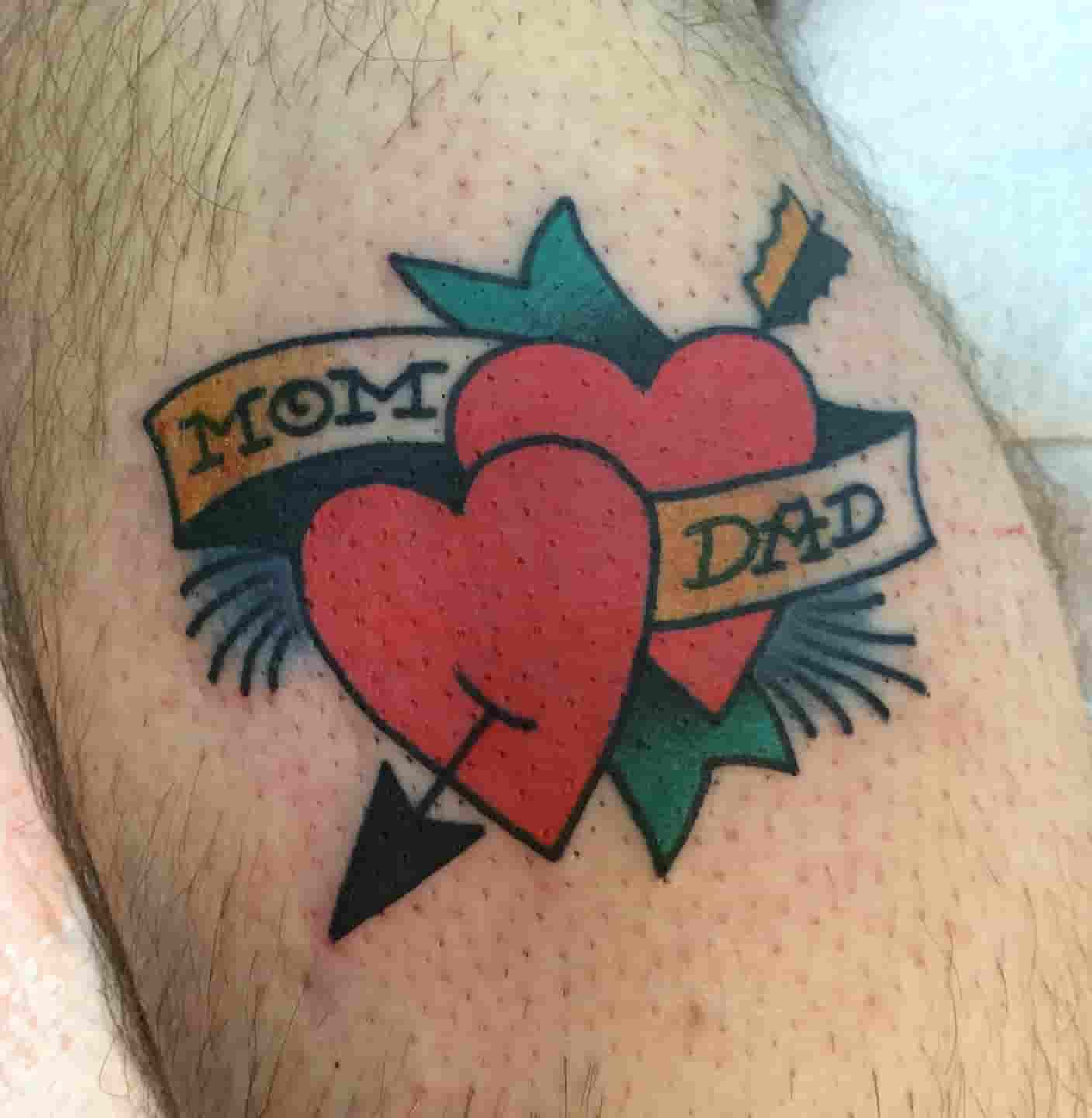Mom and dad heart tattoo