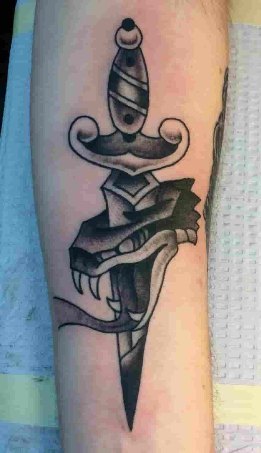 Dagger snake head tattoo