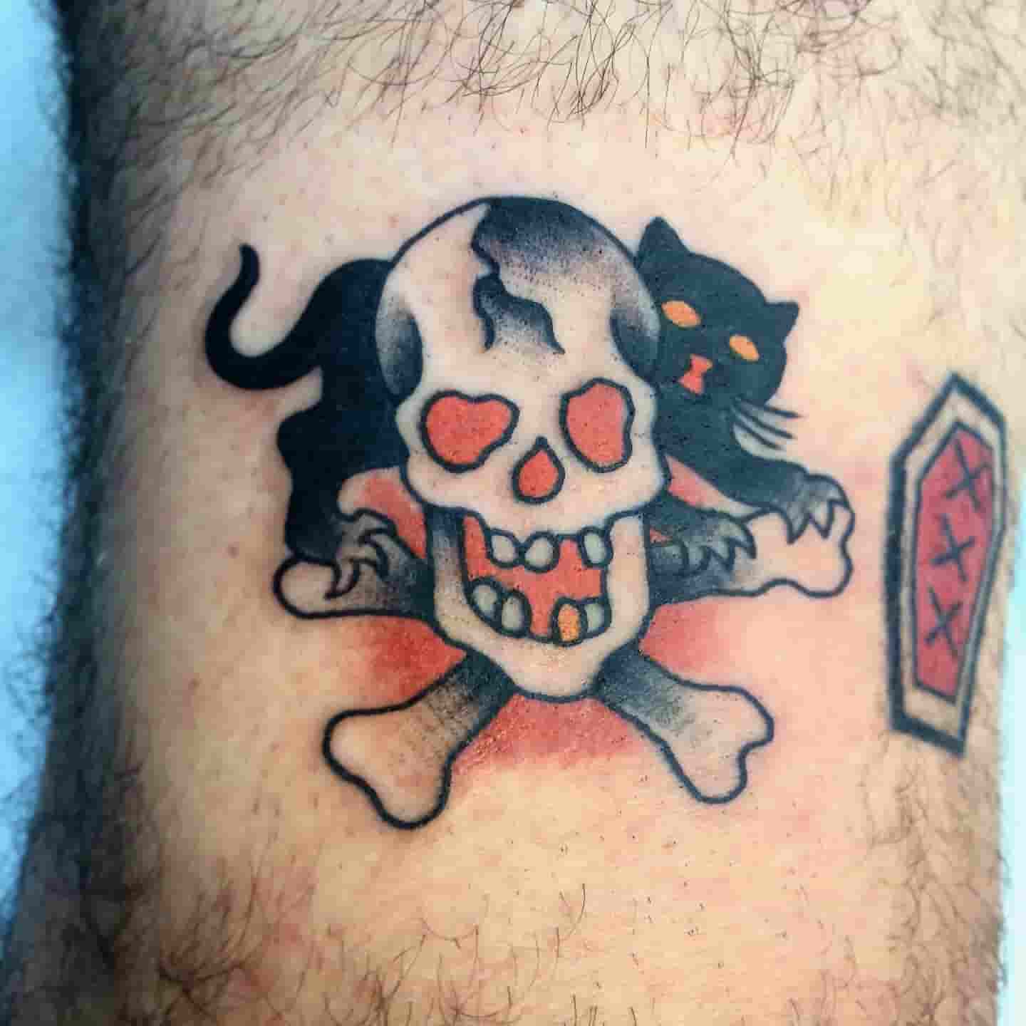 Cat skull tattoo