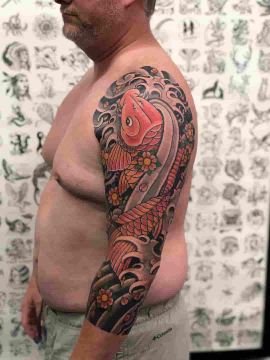 Koi fish cherry blossom water sleeve