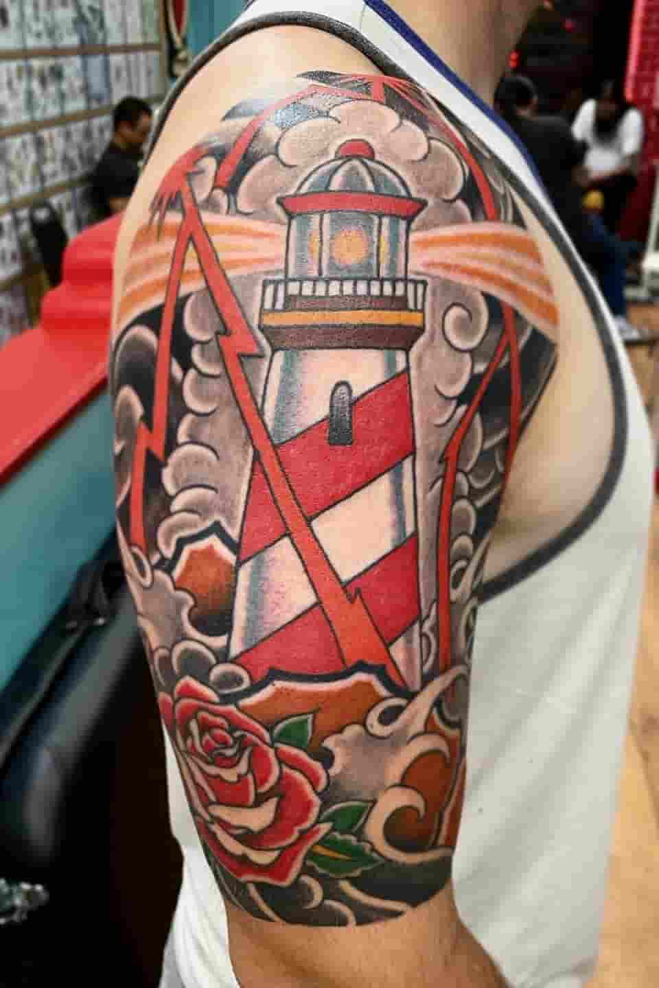 American traditional half sleeve