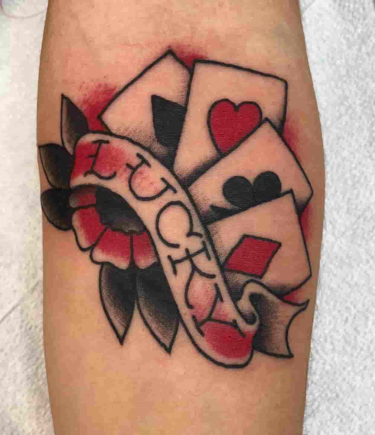 Traditional lucky gambler tattoo