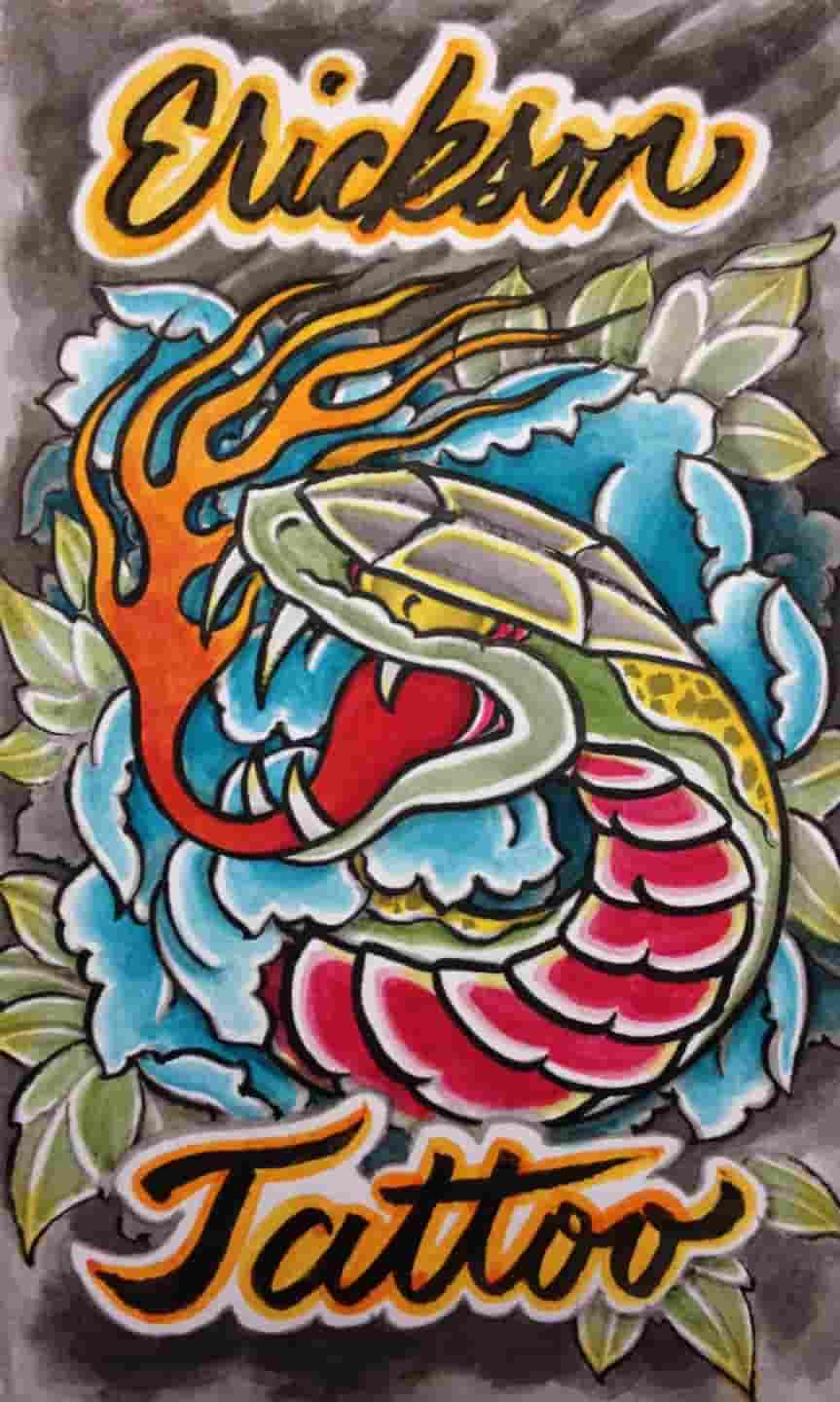 Snake peony watercolor painting