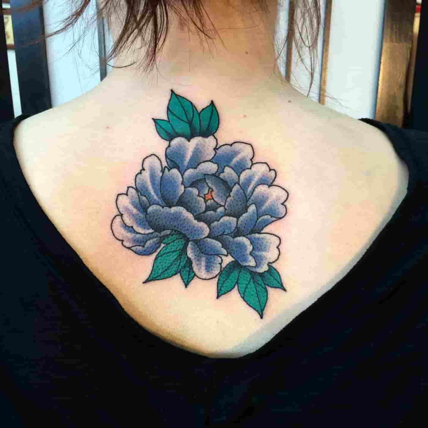 Peony neck tattoo